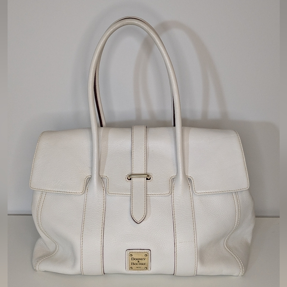 Dooney & Bourke Medium Priscilla Satchel Bag White Double Strap Handbag - Picture 2 of 16